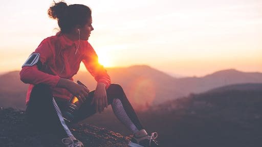 Sky Cloud People in nature Flash photography Happy Sunlight Sunset Mountainous landforms Sneakers Sunrise